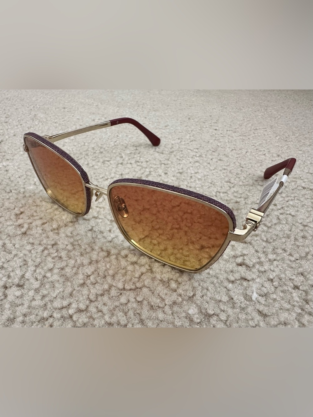 CHANEL CH4289Q 5Gold Metal Sunglasses with Purple Trim and Amber Gradient Lenses